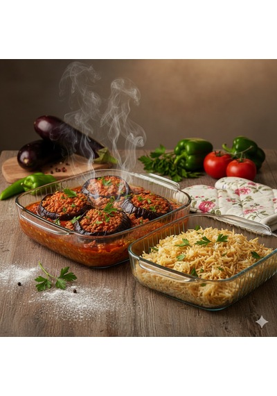 Masterchef Elite 2'li Kare Optikli Servis Tabağı,salata Kasesi, Sunumluk, Tabak Ve Fırın Kabı Beyaz