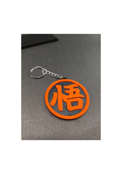 Anime Temalı Kanji Sembol Anahtarlık 3d Baskı Yuvarlak Tasarım Turuncu
