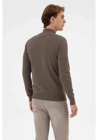 U.S. Polo Assn. Erkek Slim Fit Vizon Triko Hırka 50313684-VR052