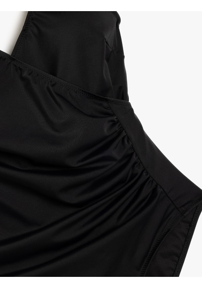 Koton Kruvaze Drape Detaylı Toparlayıcı Mayo Siyah 5sak20010mm Siyah