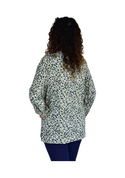 Kadın Ebruli Desen Baskılı Viscon Bluz Bgl-st04286 Haki