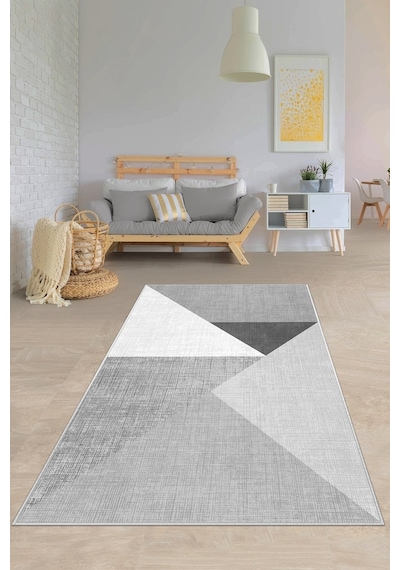 West Home Dijital Baskı Yıkanabilir Kaymaz Taban Salon Halısı Mutfak Halısı Koridor Halısı Wh 447 Grey