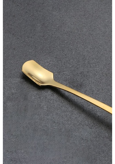 Çelik 17 Cm Gold 6 Adet Uzun Kahve Karıştırma Kaşığı Cin577sr-6