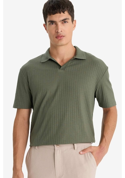 Defacto Regular Fit Krinkıl Kısa Kollu Polo Tişört E1207ax25aukh172 Haki