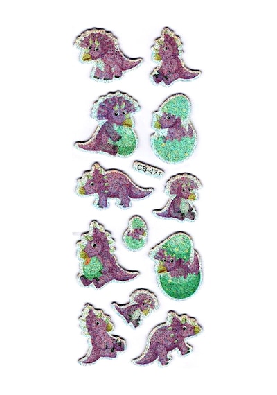Sticker Kabartmalı Sticker Defter Planlayıcı Etiket Cb471 16x7 Cm- Mor Dinozor Çok Renkli