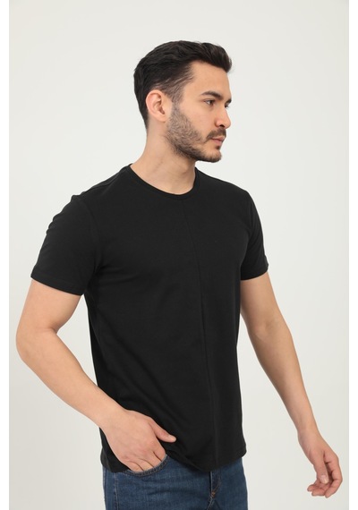 Erkek Bisiklet Yaka Regular Fit Carbon Fırçalı Tişört Siyah Erkek Bisiklet Yaka Regular Fit Carbon Fırçalı Tişört Siyah