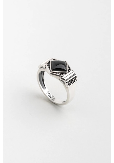 So Chic Oniks Taşlı Gümüş Erkek Yüzük Gri