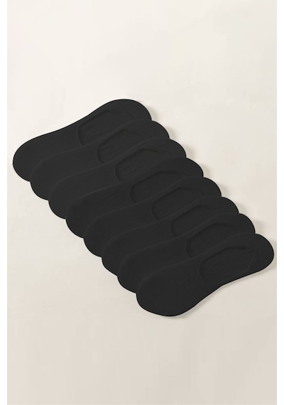 Kral Socks Kadın - Erkek Düz Desen 8'li Paket - 8 Çift Pamuklu Terletmez Babet Çorap Siyah