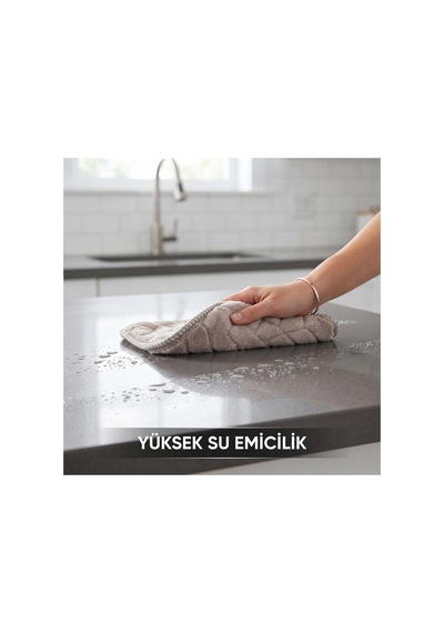 Premium Soft Vizon Gri Yaprak Desenli Peluş Mikrofiber Bez 30x40 Cm - Çok Amaçlı Ev, Ofis Ve Oto İçin