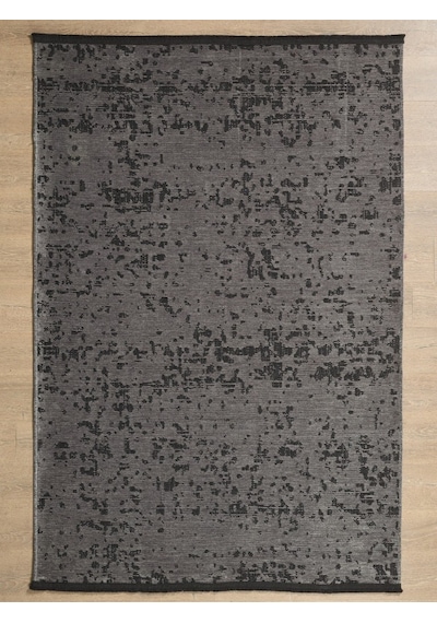 Bohem Tarz Geometrik Desenli Pamuk Taban Antrasit Renk Şönil Kilim