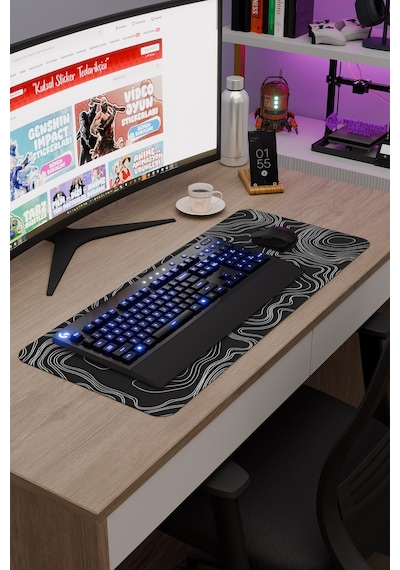 Topography Kaymaz Dikişli Kauçuk Oyuncu Mousepad V5 - 70x30 Xl Gaming Mouse Pad Fare Altlığı
