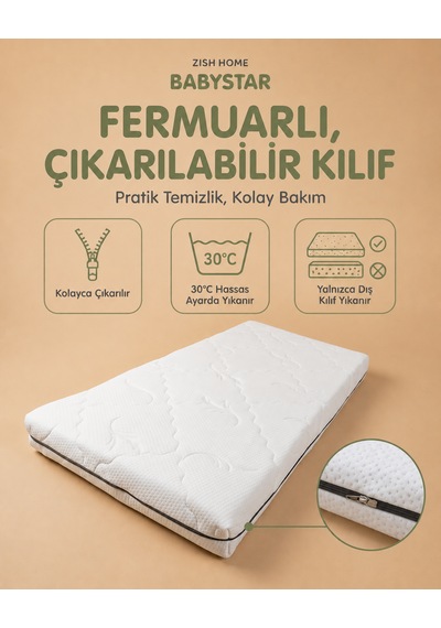Babystar 10 Cm Sünger Bebek Ve Çocuk Yatağı Fermuarlı Yıkanabilir Kılıf Beşik, Anne Yanı, Park Yatak Ve Montessori 24 Dns Orta Sert Sünger Koruyucu Süprem Tamzara Kumaş 60 x 110 CM Babystar 10 Cm Sünger Bebek Ve Çocuk Yatağı Fermuarlı Yıkanabilir Kılıf Beşik, Anne Yanı, Park Yatak Ve Montessori 24 Dns Orta Sert Sünger Koruyucu Süprem Tamzara Kumaş 60 x 110 CM
