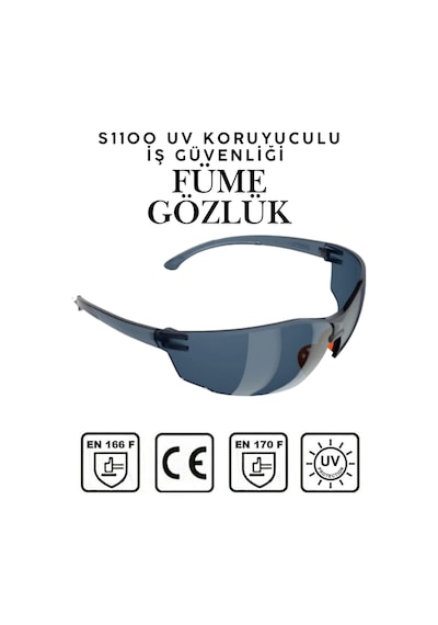 S1100 Füme İş Güvenlik Gözlüğü Uv Korumalı Silikonlu Kaymaz Gövde Burun Acıtmaz Gözlük İş Güvenliği S1100 Füme İş Güvenlik Gözlüğü Uv Korumalı Silikonlu Kaymaz Gövde Burun Acıtmaz Gözlük İş Güvenliği