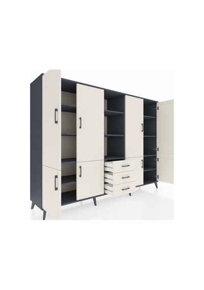 Hyperion Dolap 11 Raflı 3 Çekmeceli 8 Kapaklı 220x44x163 Antrasit Antrasit-aytaşı Hyperion Dolap 11 Raflı 3 Çekmeceli 8 Kapaklı 220x44x163 Antrasit Antrasit-aytaşı