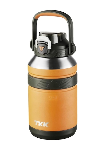Tkk Büyük Boy 1000ml Pipetli/pipetsiz Kullanım Askılı Paslanmaz Çelik Termos Matara Turuncu Sku: Smg8690010590329 Açık