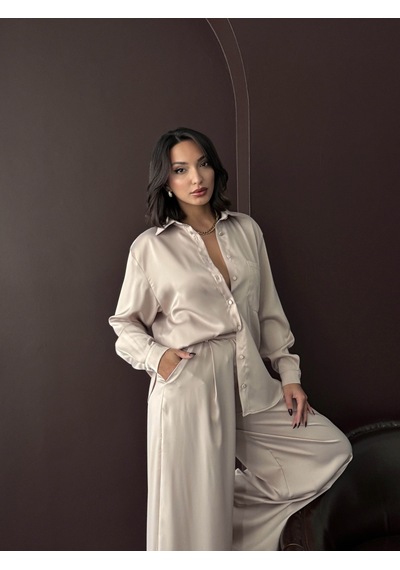 Verymoda Saten Gömlek - F2062 Taş