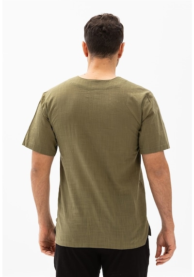 Kısa Kol Şile Bezi Zımbalı Erkek Tshirt Haki 3049