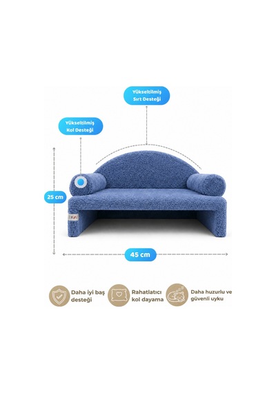 Reyo Pet Peluş Kedi Koltuğu Kedi Kanepesi Kedi Yatağı Evcil Hayvan Dinlenme Koltuğu Rahat Kedi Sofa Yatağı 45 x 33 x 25 CM Lacivert
