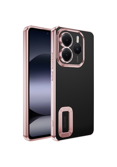 Xiaomi Redmi Note 14 5g Kılıf Kamera Korumalı Logo Gösteren Zore Omega Kapak Rose Gold