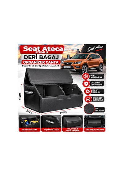 Seat Ateca Uyumlu Oto Bagaj Organizeri Deri Bagaj Kutu Çanta 1