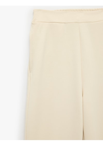 Koton Normal Bel Regular Fit Cepli Düz Geniş Paça Pantolon Bej 7wak40006ek Ekru