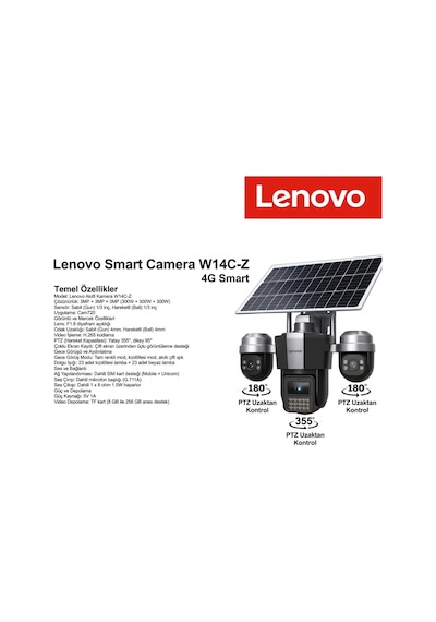 Lenovo 9mp 4g Solar Güvenlik Kamerası - Güneş Panelli, Ptz Uzaktan Kontrol