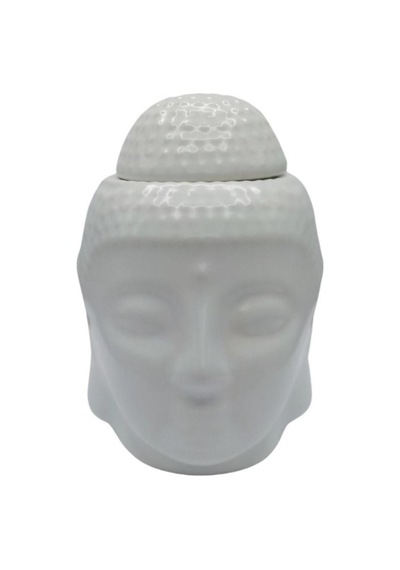 Seramik Buda Buhurdanlık Beyaz Mat 13cm