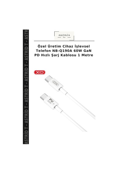 Özel Üretim Cihaz İşlevsel Telefon Nb-q190a 60w Gan Pd Hızlı Şarj Kablosu 1 Metre