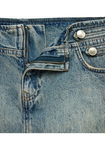 Koton Pamuklu Düğmeli Slim Fit Mini Denim Şort Etek Green Cast 7wal70008md Yeşil
