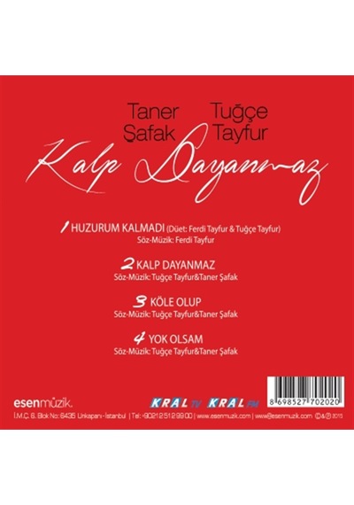 Tuğçe Tayfur - Taner Şafak - Kalp Dayanmaz CD