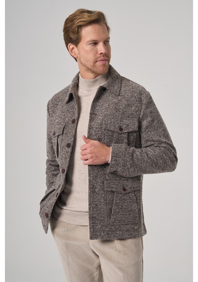 Morven Erkek Kahve Trend Yünlü Dinamik Fit Gömlek Ceket 26ks022012400 Kahve