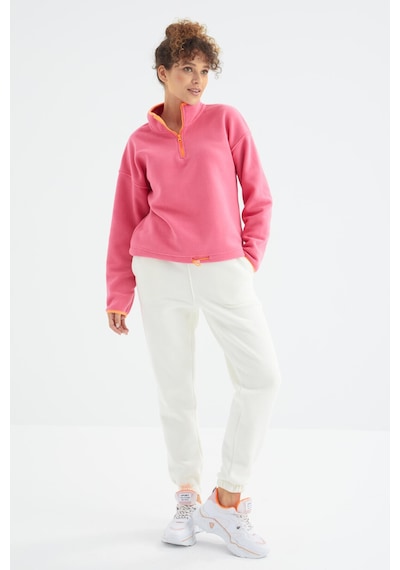 Tommy Life Ekru Yüksek Bel Şardonlu 3 İplik Pamuklu Basic Kadın Eşofman Alt - 94624 Ekru