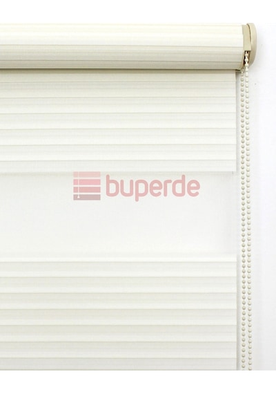 Buperde Ekru (Açık Krem) Geniş Pilise Pliseli Zebra Stor Perde
