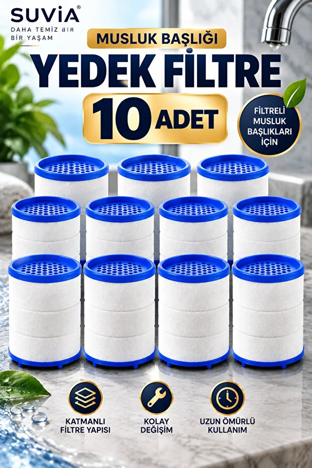 Musluk Başlığı Yedek Filtre 10'lu Set Filtreli Musluk Başlıkları Uyumlu Su Filtresi 10 Adet