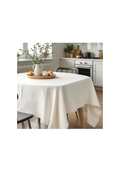 Doğal Keten Masa Örtüsü - 100x100 Cm Acı Kahverengi
