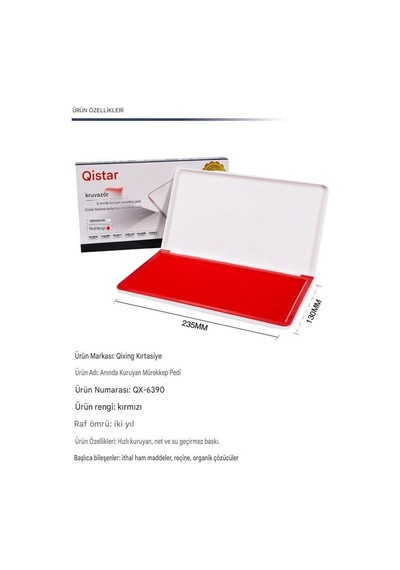 Büyük Boy Kırmızı Istampa 235 133mm Su Bazlı Mürekkep Baskı Pedi Karışık