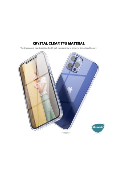 Microsonic Apple iPhone Uyumlu 15 Pro Kılıf 6 Tarafı Tam Full Koruma 360 Clear Soft Şeffaf -