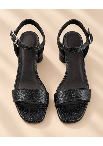 Yeo Leather Kadın Siyah Hakiki Deri Yılan Baskılı Bilekten Bantlı Kısa Kalın Topuklu Sandalet Yeo Leather Kadın Siyah Hakiki Deri Yılan Baskılı Bilekten Bantlı Kısa Kalın Topuklu Sandalet