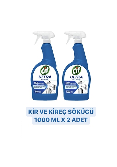 Cif Ultra Hız & Güç Kireç Sökücü Sprey Leke ve Kir Çıkarıcı 2 x 1 L