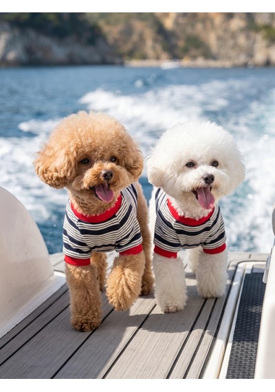 Yacht Club Marin Çizgili Köpek Tişörtü Lacivert Kırmızı Yazlık Köpek Kıyafeti Küçük Irklar Yacht Club Marin Çizgili Köpek Tişörtü Lacivert Kırmızı Yazlık Köpek Kıyafeti Küçük Irklar