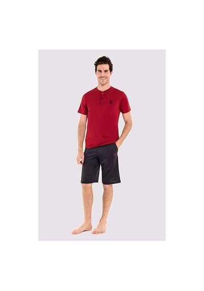 U.S. Polo Assn. U.s. Polo Assn Erkek 3lü Pijama Takımı Bordo 001