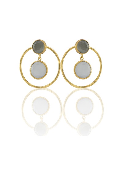 Kadir Jewellery 22 Ayar Altın Kaplama Kadın Halka Küpe -el İşçiliği Ve Hipoalerjenik Küpe Gri