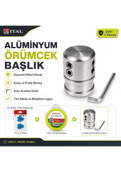 Tırpan Örümcek Başlık Orac 3.30 Mm 46 Mt Altı Köşe Misina Ve Ital Misina Kesici 2 Li Set