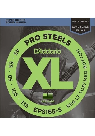 D'addario Eps165-5 Xl Prosteels 5 Telli Bas Gitar Tel Seti - 45-135 Profesyonel Paslanmaz Çelik İle Yüksek Manyetik Çıkış, Keskin Tizler Ve 5 Telli Baslar İçin İdeal Uzunluk
