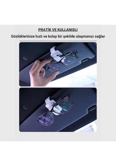 Polham Premium Mandallı Klipsli Araç İçi Gözlük Tutucu, Güneşlik Uyumlu Çerçeve Korumalı Süngerli Tutucu