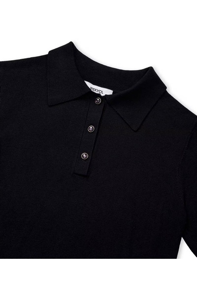 İpekyol Polo Yaka Triko Siyah Kadın Kazak Iw6260050177