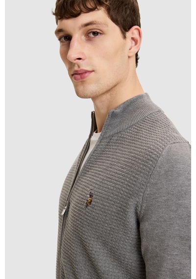 U.S. Polo Assn. Erkek Gri Melanj Basic Triko Hırka 50328871-vr086
