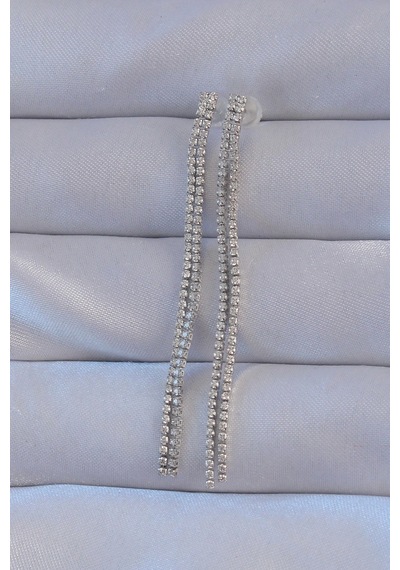 Mey İthalat Pirinç Gümüş Renk Zirkon Taşlı Su Yolu Model Küpe - Özel Seri Meyeb66acbb7f2ac1f471380b4736