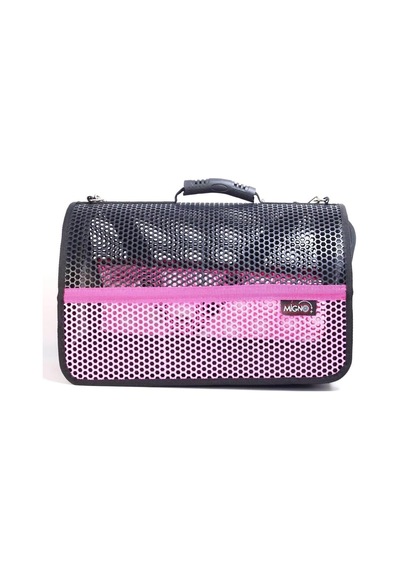 Flybag Voyager Fileli Model Kedi Köpek Taşıma Çantası, 46x30x27 Cm, Pembe-siyah