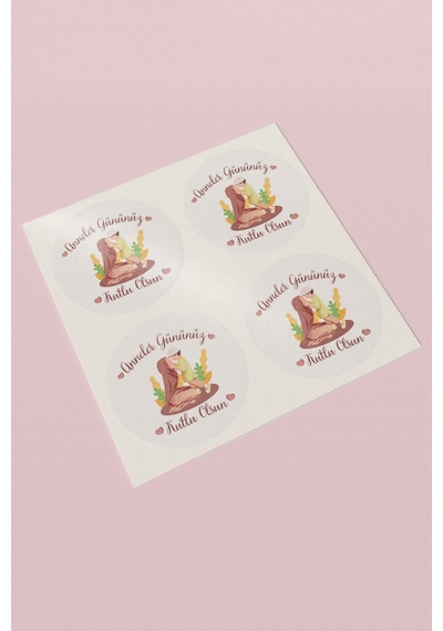 Anneler Gününüz Kutlu Olsun Başörtülü Sticker 3x3cm St2387 Çok Renkli